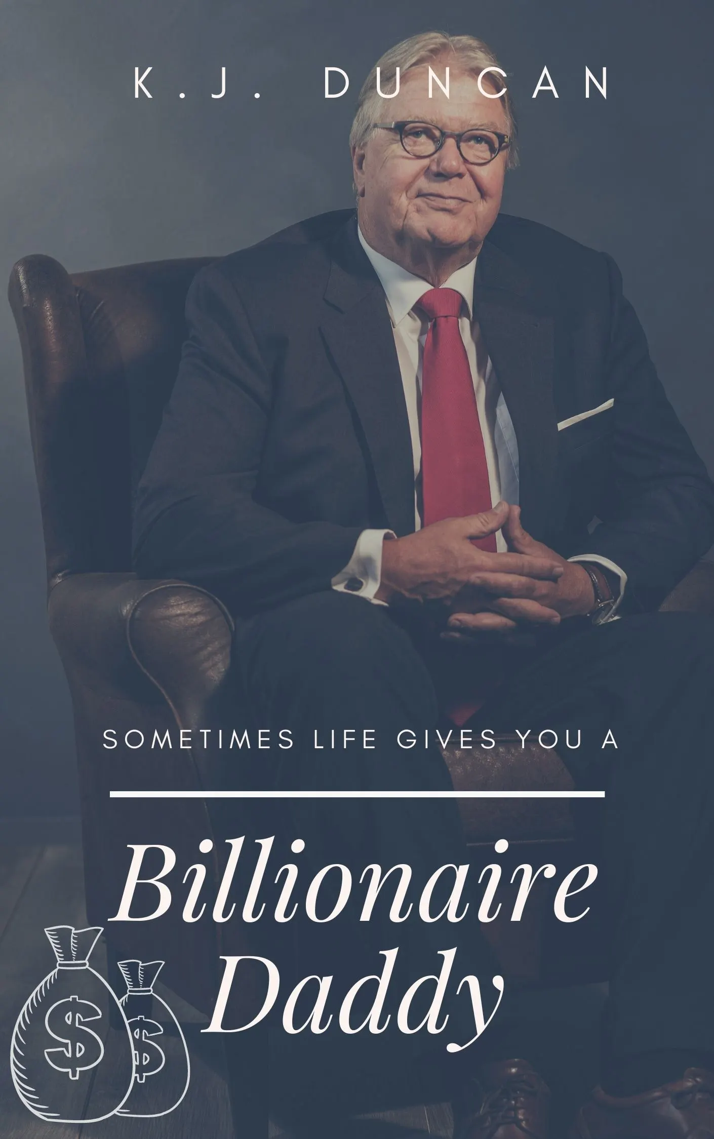 Billionaire Daddy cover - distinguished older man sitting in leather chair