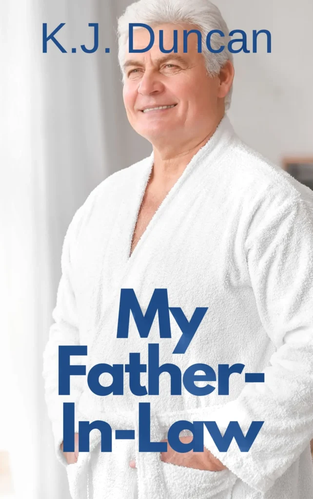 My Father-in-law book cover, sexy silver haired man in robe